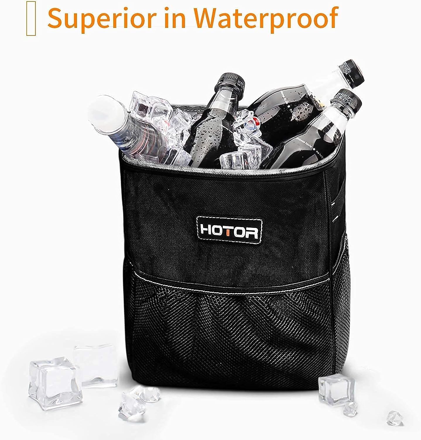 HOTOR Car Trash Can, Compact Waterproof Organizer, Leak-Proof Bin, 2-Gallon | Black, Multifunctional Car Accessory with Adjustable Straps & Magnetic Snaps for Interior Car Storage - Image 7